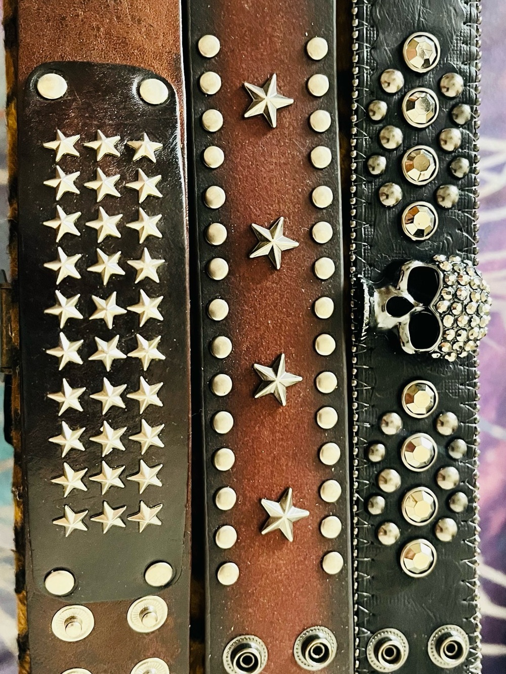 Studded Leather Bracelets- Brown and Black